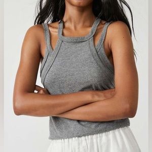 NWT Free People Two Times the Charm Tank Gray
